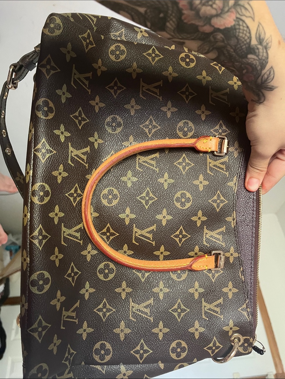 Louis Vuitton Brown Monogram Canvas Tote with Vachetta Handles